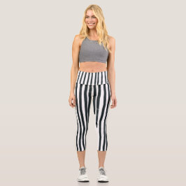 Yoga Capri Zwart & Wit Verticale Strepen