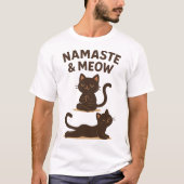 Yoga Cat Design – Namaste & Meow T-shirt (Voorkant)