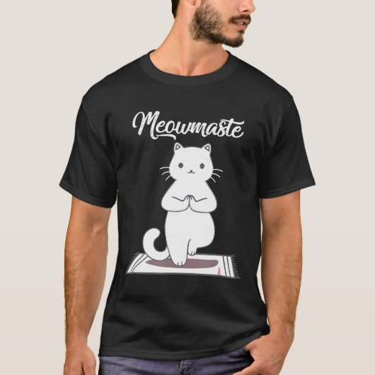 Yoga Cat Meowmaste Namaste T-shirt (Voorkant)