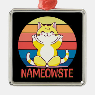 Yoga cat metalen ornament