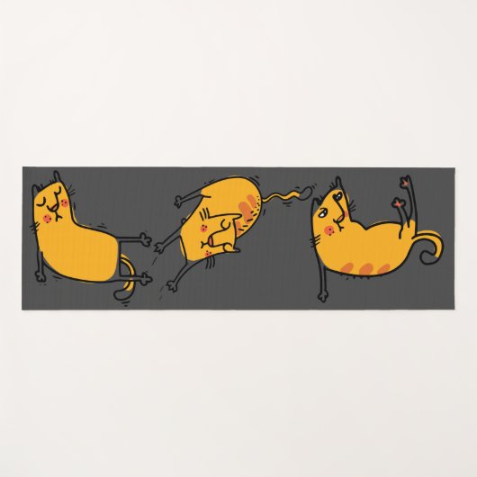 Yoga Cats Gray Yogamat (Voorkant (horizontaal))