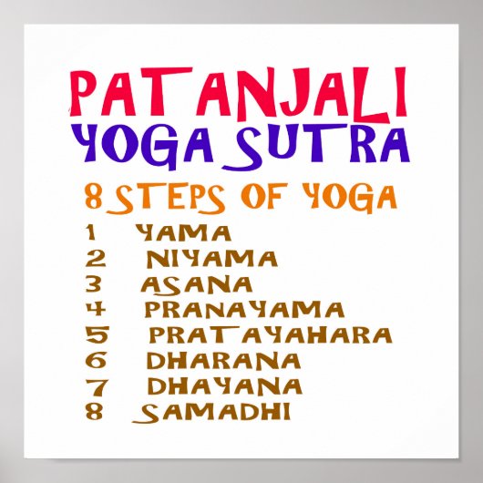 YOGA-checklist: 8 stappen PATANJALI SUTRA Poster (Voorkant)