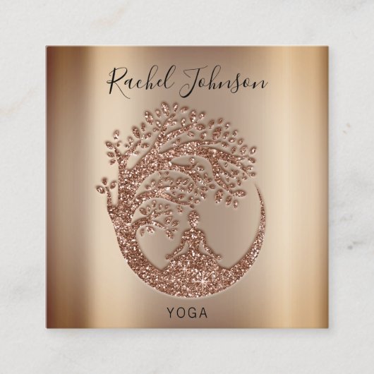 Yoga Classes School Instructor Holistic Qr Roos Vierkante Visitekaartje (Voorkant)
