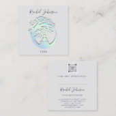 Yoga Classes School Private Instructor Logo Grey Vierkante Visitekaartje (Voorkant / Achterkant)