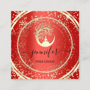 Yoga Couch Therapist Logo QR Code Gold Glitter Red Vierkante Visitekaartje