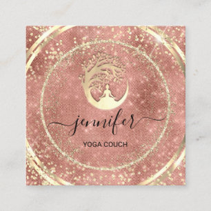 Yoga Couch Therapist Logo QR Code Gold GlitterRose Vierkante Visitekaartje