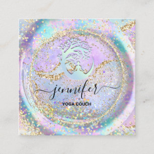 Yoga Couch Therapist Logo QR Code Holograph Gold Vierkante Visitekaartje