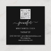Yoga Couch Therapist Mindfullness QR CODE Black Vierkante Visitekaartje (Achterkant)