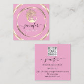 Yoga Couch Therapist Mindfullness QR CODE Roze Vierkante Visitekaartje (Voorkant / Achterkant)