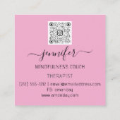 Yoga Couch Therapist Mindfullness QR CODE Roze Vierkante Visitekaartje (Achterkant)