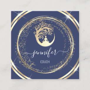 Yoga Couch Therapist Mindfulness QR Gold Blue Navy Vierkante Visitekaartje