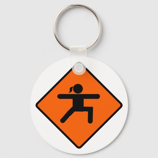 Yoga Crossing Sign Warrior Pose Stick Figuur Sleutelhanger (Achterkant)