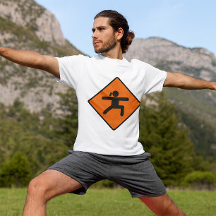 Yoga Crossing Sign Warrior Pose Stick Figuur T-shirt