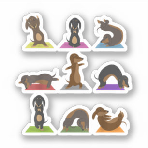 Yoga Dachshund Funny Meditation Hondenliefhebber G Sticker