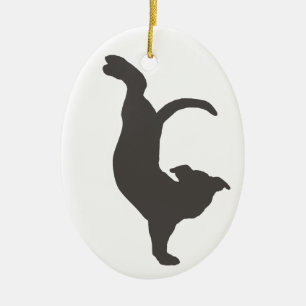 Yoga Dog Pitbull Silhouette Keramisch Ornament