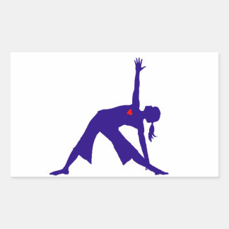 Yoga Driehoek Pose Silhouet Met Hart Rechthoekige Sticker