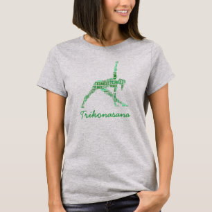 Yoga Driehoek Pose Trikonasana in Groen T-shirt