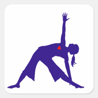 Yoga-driehoek, silhouet met hart vierkante sticker