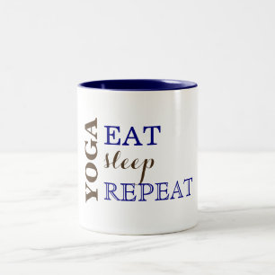 Yoga, Eet, Slaap, Herhaal Tweekleurige Koffiemok