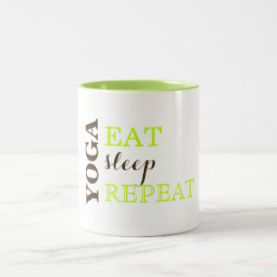 Yoga, Eet, Slaap, Herhaal Tweekleurige Koffiemok