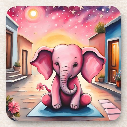 Yoga Elephant Bier Onderzetter (Voorkant)