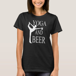 Yoga en bier t-shirt