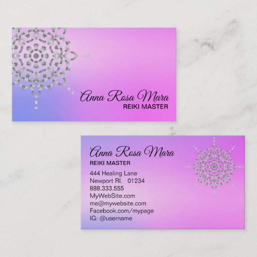 *~* Yoga Energy Healer Massage Reiki Meditation Visitekaartje (Voorkant / Achterkant)