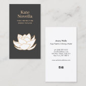 Yoga Enseignant Blanc Lotus Carte de visite noir (Devant / Derrière)