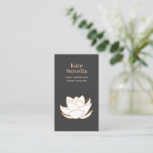 Yoga Enseignant Blanc Lotus Carte de visite noir (Debout devant)