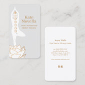 Yoga Enseignant Blanc Lotus Carte de visite noir (Devant / Derrière)