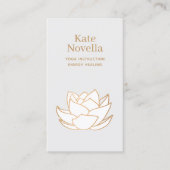 Yoga Enseignant Blanc Lotus Grey Carte de visite (Devant)