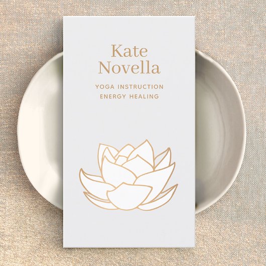 Yoga Enseignant Blanc Lotus Grey Carte de visite
