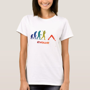 Yoga Evolutie Silhouette Hond Neerwaarts Gerichte T-shirt
