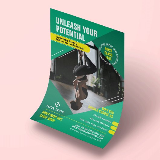 Yoga Fitness Lessen Trendy Marketing Foto Gym Flyer
