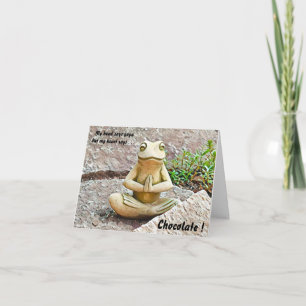 Yoga Frog Aime Chocolat Carte de voeux pliée