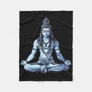 Yoga Geïnspireerde Shiva Mahadev Zitpositie Voor H Fleece Deken