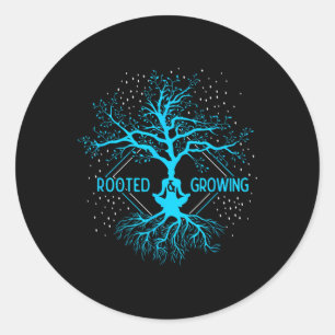 Yoga Geworteld En Groeiende Meditatie Boom Des Lev Ronde Sticker