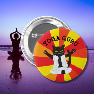 Yoga gift kat guru enthousiast meditatie vrede ronde button 5,7 cm