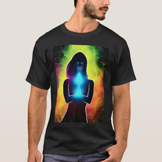 Yoga Girl Vrouw Sun Salutation Meditation Chakra T-shirt (Voorkant)