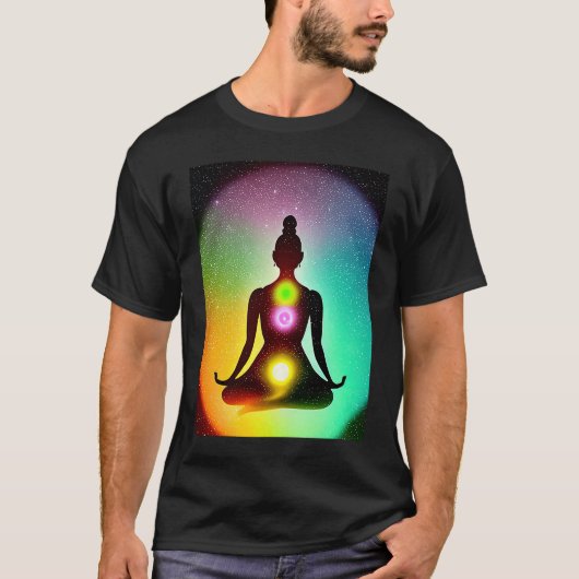 Yoga Girl Vrouw Sun Salutation Meditation Chakra T-shirt (Voorkant)