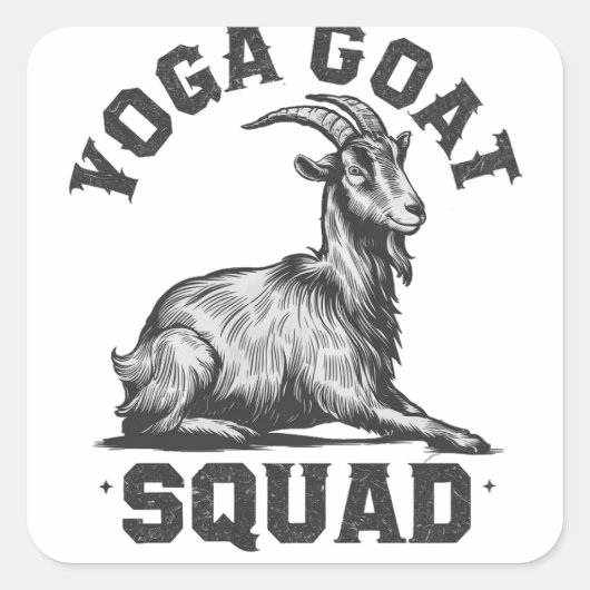 Yoga Goat Squad Grappige Geitenmeditatie Liefhebbe Vierkante Sticker (Voorkant)