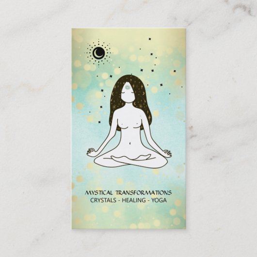 *~* Yoga Goddess Celestial Moon Magic Boho 3rd Eye Visitekaartje (Voorkant)