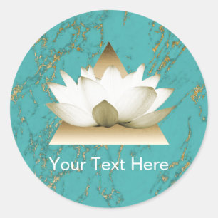 Yoga Gold Lotus Modern Turquoise & Gold Marble Ronde Sticker