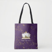Yoga Gold Lotus Trendy Paars & Gold Marble Tote Bag (Voorkant)