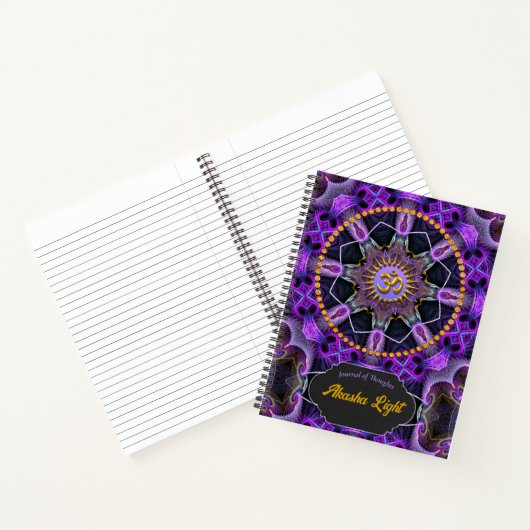 Yoga Golden Om Purple Fractal Mandala Journal (Intérieur)