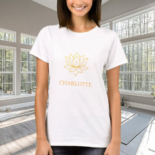 Yoga gouden lotusbloem naam t-shirt