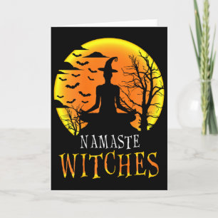 Yoga Grappige Namaste Heksen Halloween Meisjes Vro Kaart
