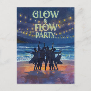 Yoga Grow and Flow Feest met oceaan achtergrond Briefkaart