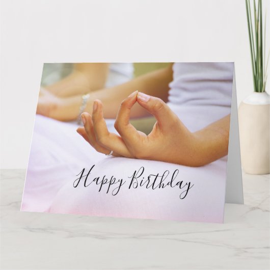 Yoga Happy Birthday Kaart Vouw de wijsvinger (Voorkant)