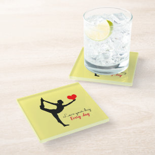 Yoga Heart & Love je day, Elke dag / Yogini Glazen Onderzetter